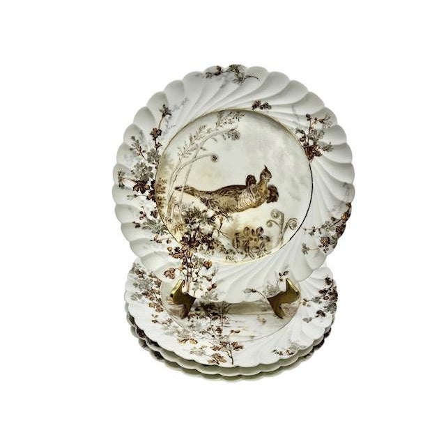 Brown Antique Haviland & Co. Limoges Game Bird Plates - Set of 4 For Sale - Image 8 of 13