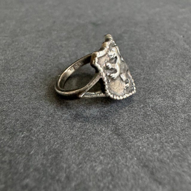 Vintage Scottish Rampant Lion Signet Ring Celtic Sterling Silver Shield Size 6 For Sale - Image 4 of 12