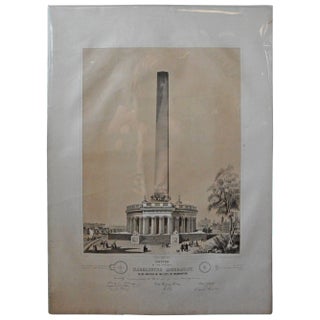 Mid-19th Century Washington Monument Broadside Lithograph For Sale