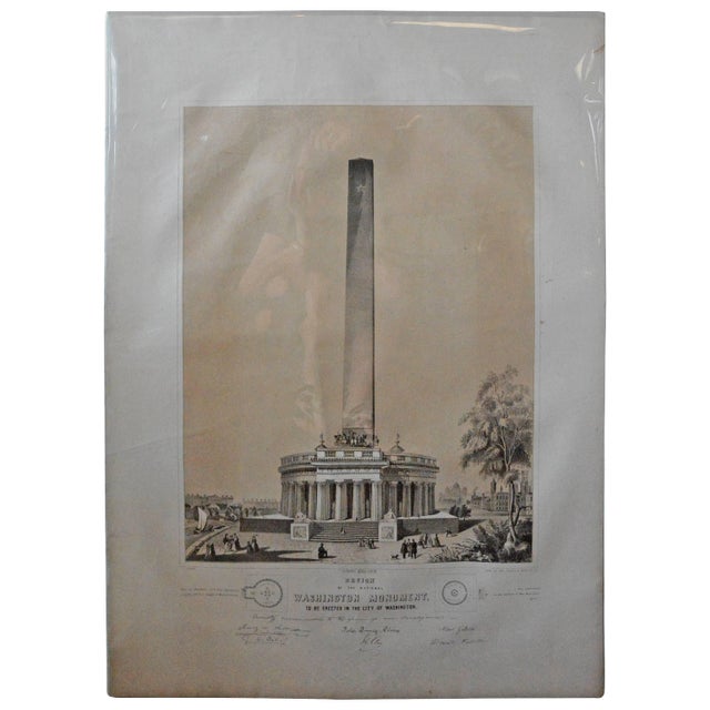 Mid-19th Century Washington Monument Broadside Lithograph For Sale