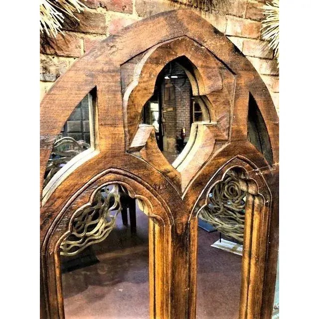 Wood Wall Mirror Arch Top For Sale - Image 7 of 11