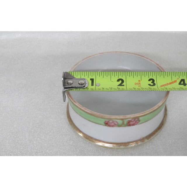 White I E and C Co Japan Hand Painted Flowers Lidded Powder Dish Trinket Box For Sale - Image 8 of 12