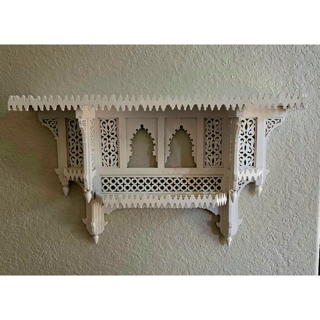 Wood Moroccan Handcrafted Wooden Wall Shelf, White For Sale - Image 7 of 9