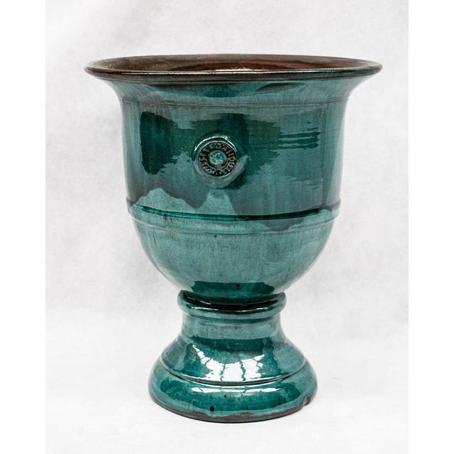 Ceramic Anduze Jar in Petrol Glaze For Sale - Image 3 of 7