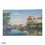 Oil on canvas depicting a canal scene with a gondola in the foreground and buildings along the waterÕs edge. A stone...