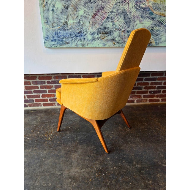 Pearsall Style Highback Reupholstered Chair Vintage MCM For Sale - Image 4 of 12