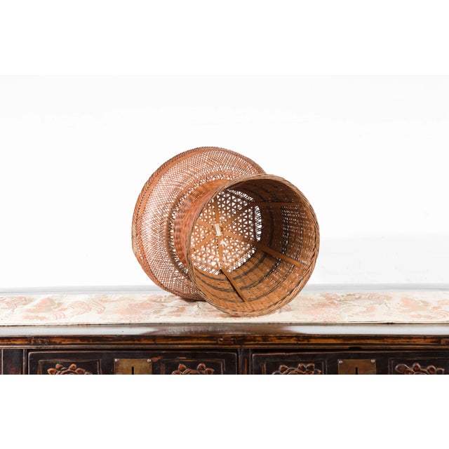 Thai Vintage Woven Rattan Fruit Market Basket with Pedestal Tapering Base For Sale - Image 10 of 11