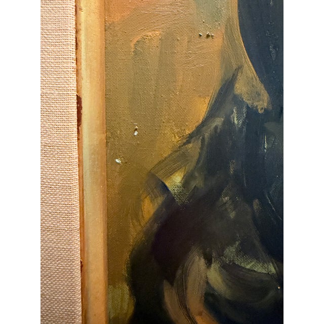 Gold 1960s Jan De Ruth Signed Oil Portrait of a Woman in Ornate Gold-Tone Frame For Sale - Image 8 of 9