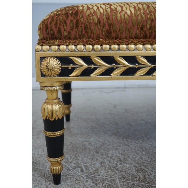 French Louis XVI Style Black & Gold Bench For Sale In Philadelphia - Image 6 of 12