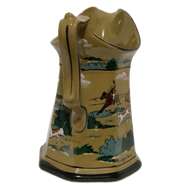 Antique Fox Hunting Scene Pitcher - Buffalo Pottery by Deldare Ware - 1908 For Sale - Image 4 of 9