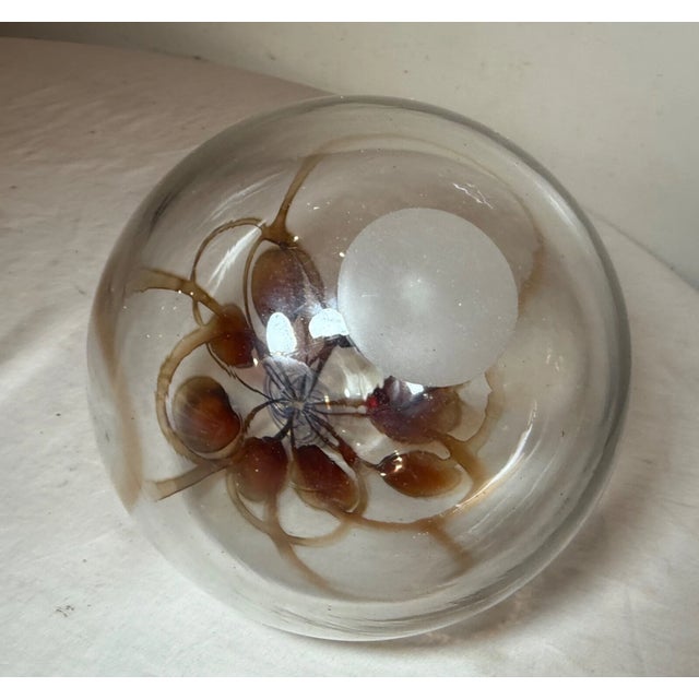 Vintage Hand Blown Signed Detailed Mary Angus Art Glass Iridescent Leaf Vase For Sale - Image 12 of 15