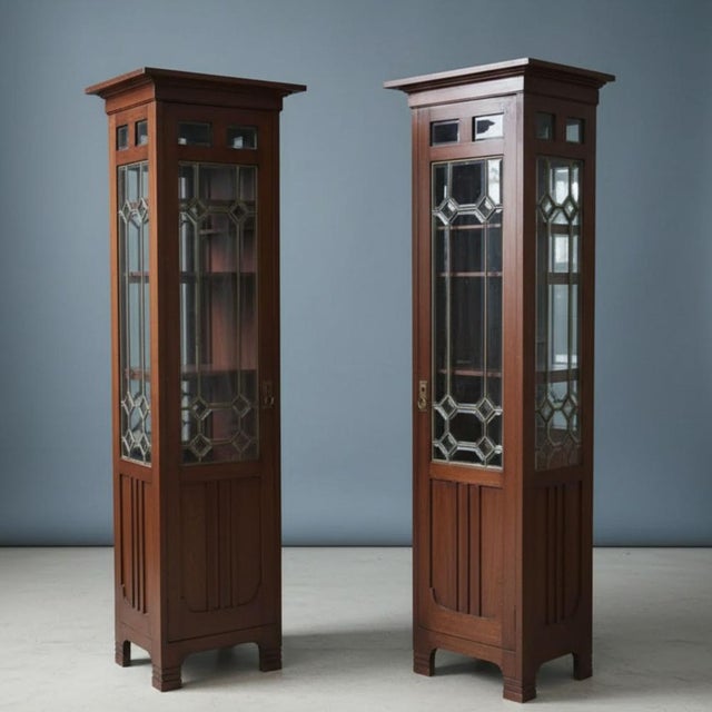 1910s Art Nouveau Wood Showcases, Central Europe, 1910s, Set of 2 For Sale - Image 5 of 9