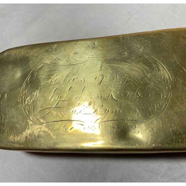 Share Rare Antique 18th Century Hand Tooled Engraved Brass Dutch Figural Snuff Box For Sale - Image 4 of 14