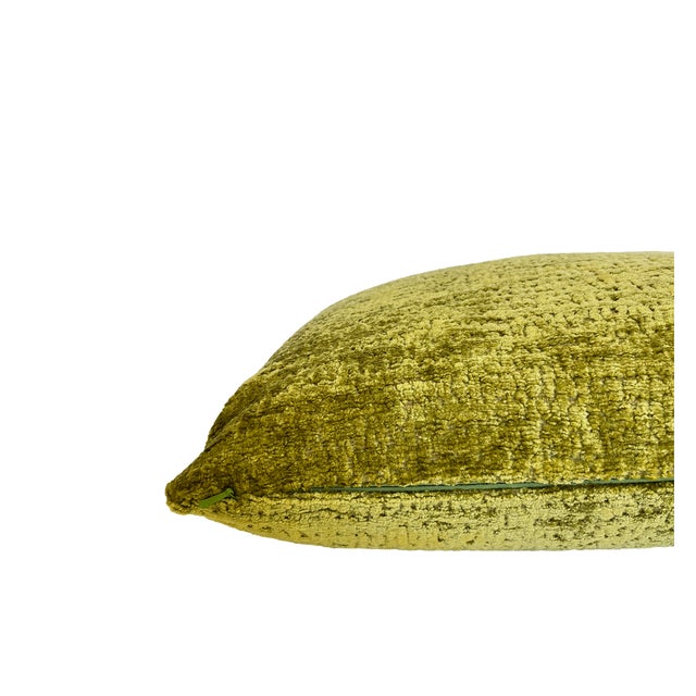 Modern Peridot Chenille 20x20 Throw Pillow With Feather Down Insert For Sale - Image 3 of 5