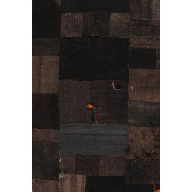 Traditional Vintage Turkish Patchwork Kilim Rug in Brown With Textural Design - Rug & Kilim For Sale - Image 3 of 9