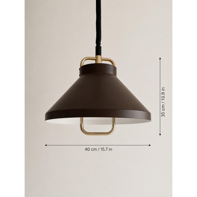 Brown Rise-and-Fall Tarok Pendant Lamp by Jo Hammerborg for Fog & Mørup, 1970s For Sale - Image 8 of 11