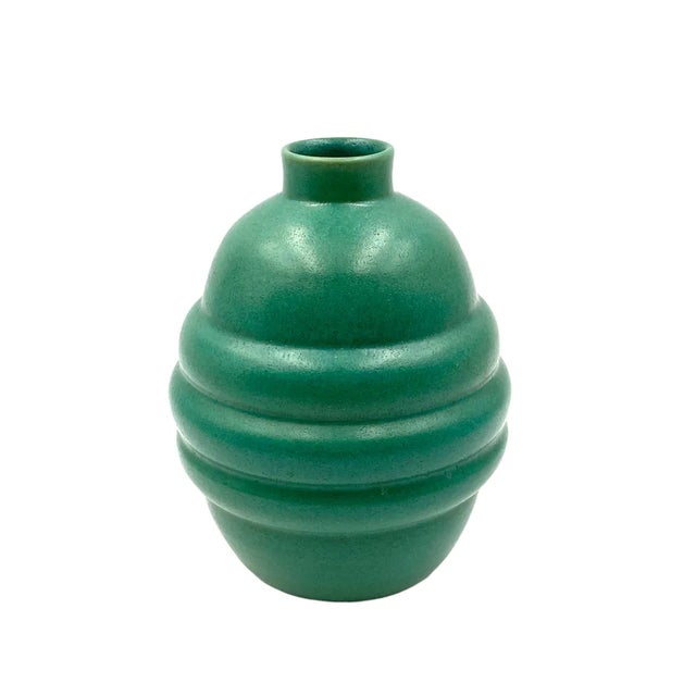 Art Deco Turquoise Faience Vase, France, 1940s For Sale - Image 11 of 15