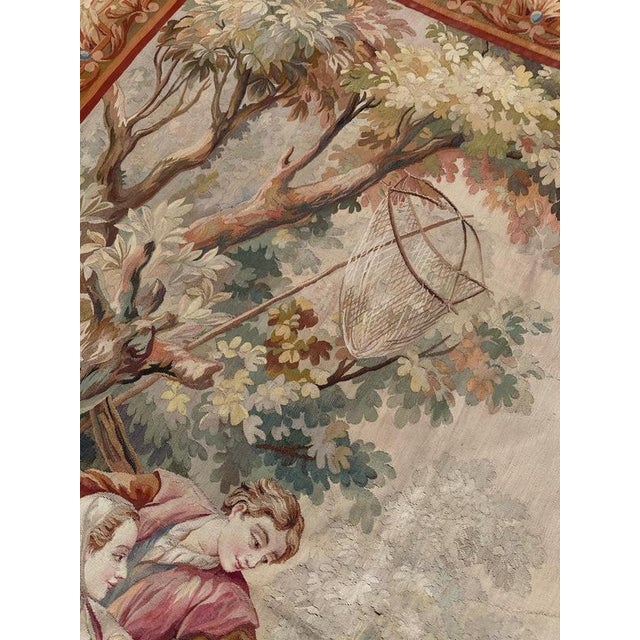Antique French Aubusson Lovers Who Fish Tapestry, 1890s For Sale - Image 8 of 18