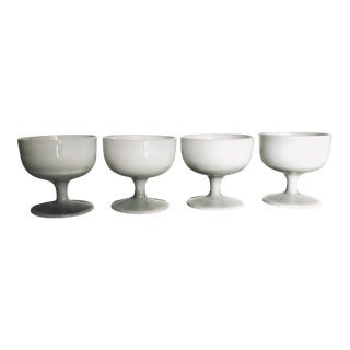 Midcentury Opalescent Milk Glass Sherbets- Set of 4 For Sale