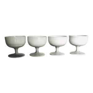 Midcentury Opalescent Milk Glass Sherbets- Set of 4