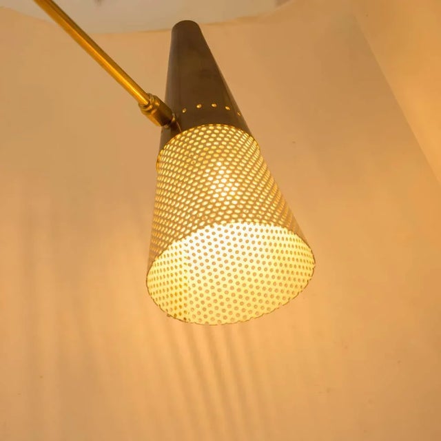 Vintage Brass and Ivory Color Ceiling Lamp by Diego Mardegan For Sale - Image 6 of 10