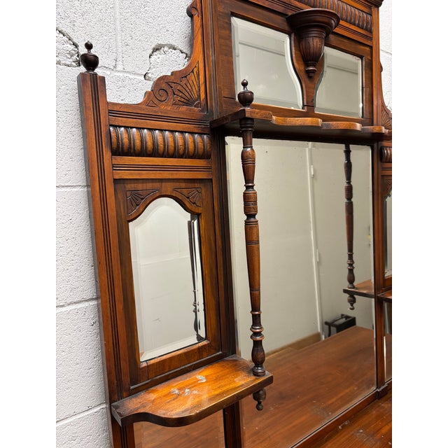 Wood Antique Spanish or Victorian Sideboard / Buffet With Mirror For Sale - Image 7 of 12