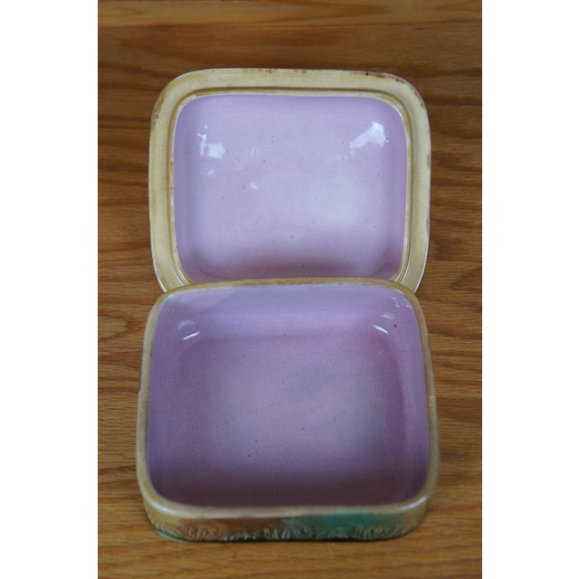 Antique Majolica Adams & Bromley Pineapple Basketweave Sardine Fish Box For Sale - Image 4 of 10