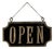 Small Vintage "Open" Double Sided Wood Sign With Scalloped Edges & Raised Letters For Sale