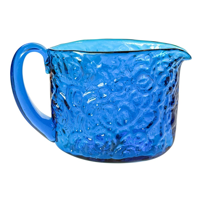1967 Blenko Joel Myers #6730 Turquoise Blown Glass Pitcher