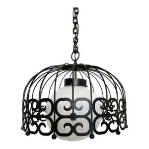 Mid 20th Century Dome Cage Swag Globe Pendant Light in the Manner of Arthur Umanoff