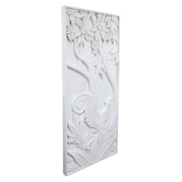 White Pair of Modern White Relief Wall Panels With Bird and Grape Motifs For Sale - Image 8 of 16