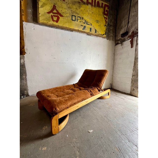 Mid Century Chaise Lounge Day Bed Solid Oak Howard MFG For Sale - Image 9 of 11