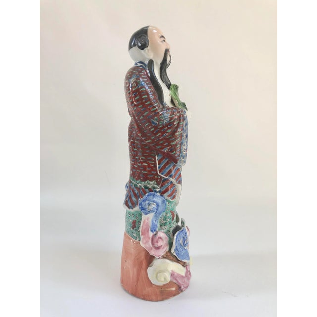 Chinese Vintage Chinese Porcelain Famille Rose Immortal Figurine For Sale - Image 3 of 10