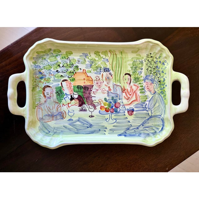 Modern Deruta Raoul Dufy Painted Tray For Sale - Image 3 of 9