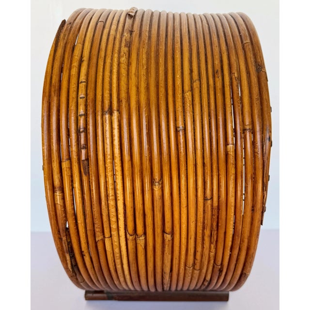 Boho Rattan Circular Porthole 6 Bottle Wine Caddy/ Rack For Sale - Image 4 of 7