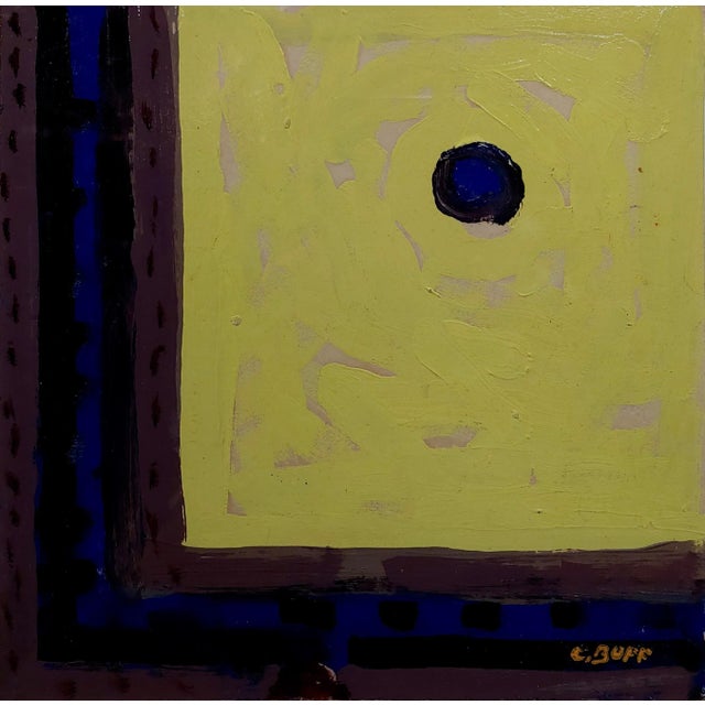Abstract Conrad Buff - Hard Edge in Yellow, Black & Blue -Modernist Oil Painting For Sale - Image 3 of 8