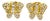 Diamond Butterfly 18k Yellow Gold Stud Earrings, 2 Pieces For Sale