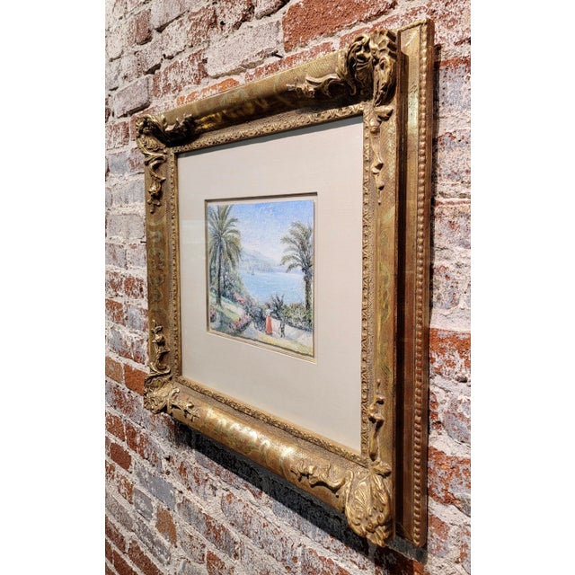 Paper Claude Pissarro -View of Monte Carlo by the Garden of Monaco- Painting For Sale - Image 7 of 10