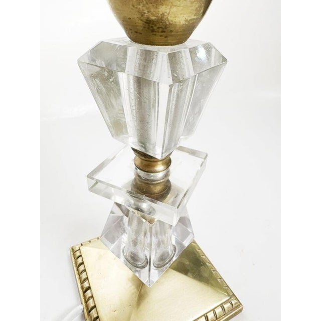 Brass and Acrylic Glass Table Lamp, France, 1940s For Sale - Image 11 of 12