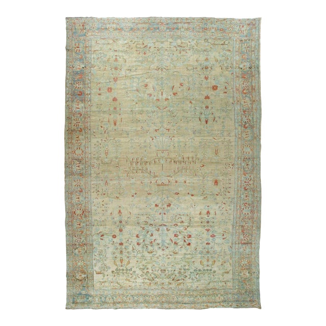 Zabihi Collection Oversize Pale Persian Antique Rug For Sale