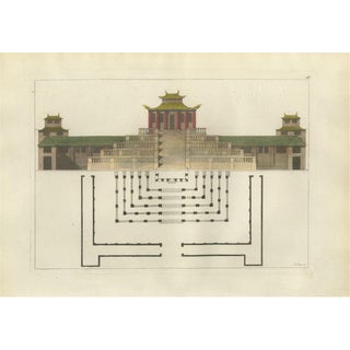 Chinese Imperial Palace Elevation and Plan, 1815, Paper For Sale