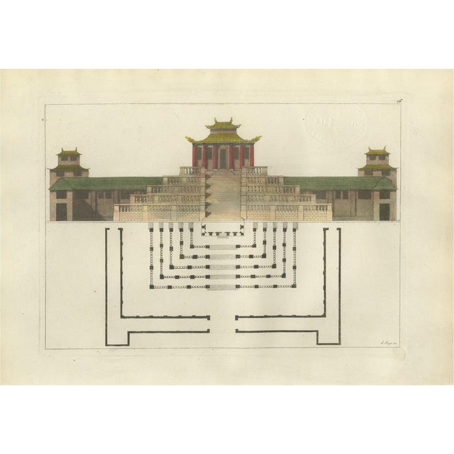 Chinese Imperial Palace Elevation and Plan, 1815, Paper For Sale