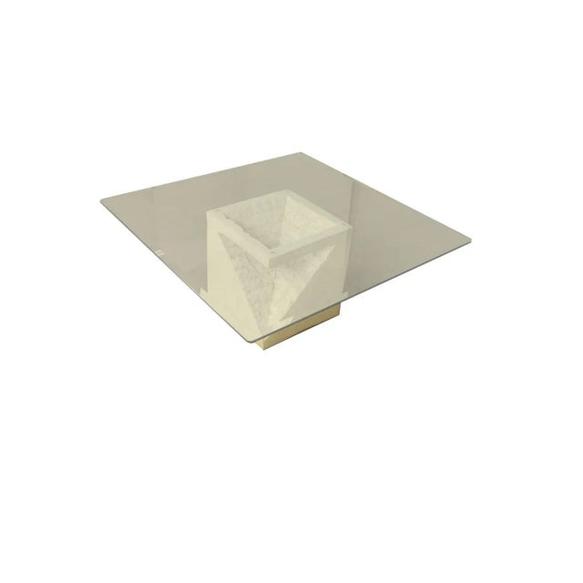1970s Postmodern Mactan Stone Glass Coffee Table For Sale - Image 9 of 11