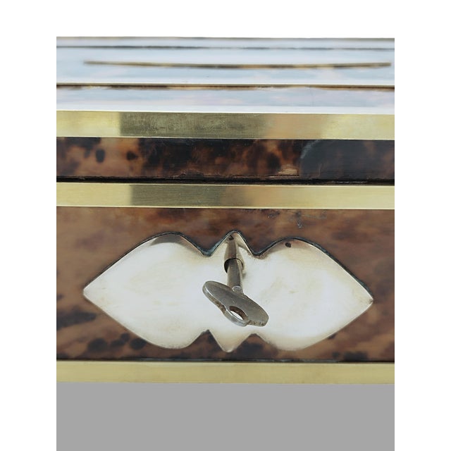 Wood and Brass Jewelry Box, 1950s For Sale - Image 4 of 14