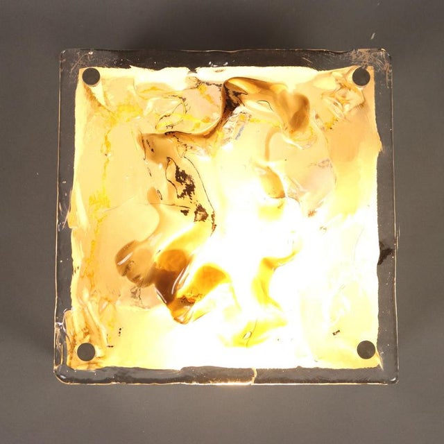Vintage Ceiling Lamp in Blown Glass and Aluminium, 1970s For Sale - Image 3 of 6