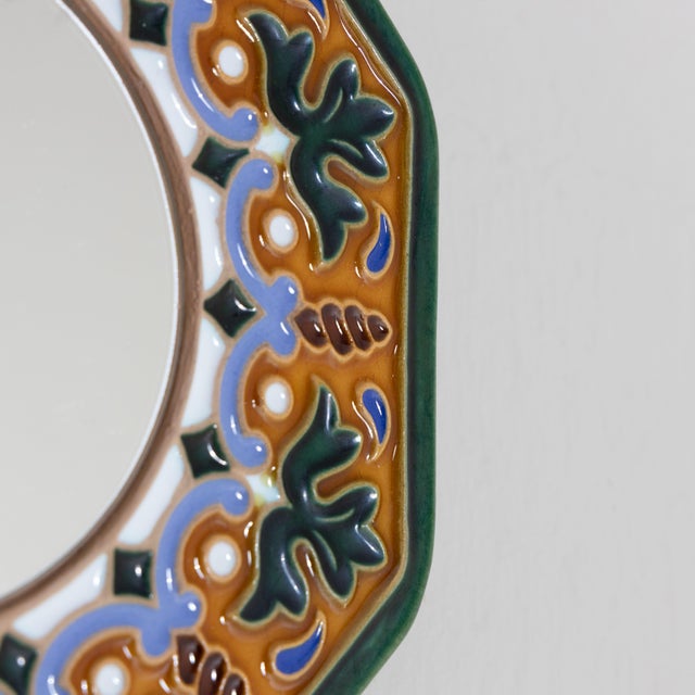 Wall Mirror with Hexagonal Ceramic Frame, 1970s For Sale - Image 9 of 13