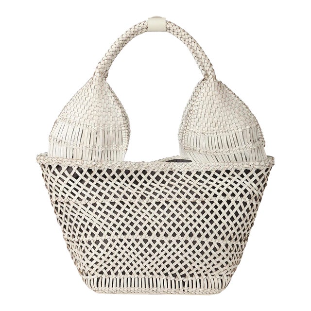 Margarita White Woven Tote For Sale