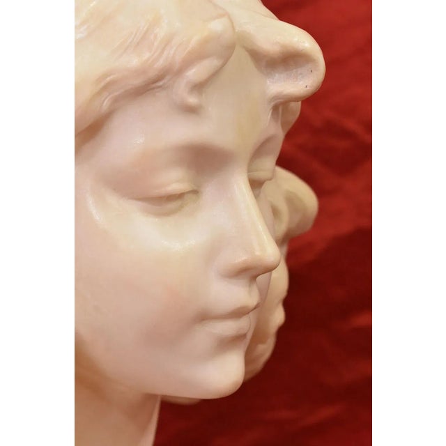 Stone Bust of Young Girl, 19th Century, Marble For Sale - Image 7 of 12