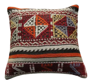 Turkish Kilim Rug Pillow 16" X 16"