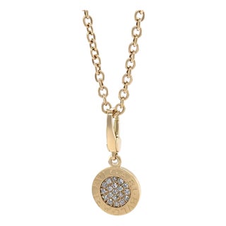 Bvlgari Rare 18ct Yellow Gold Pave Diamond Pendant With Chain 14.95g For Sale